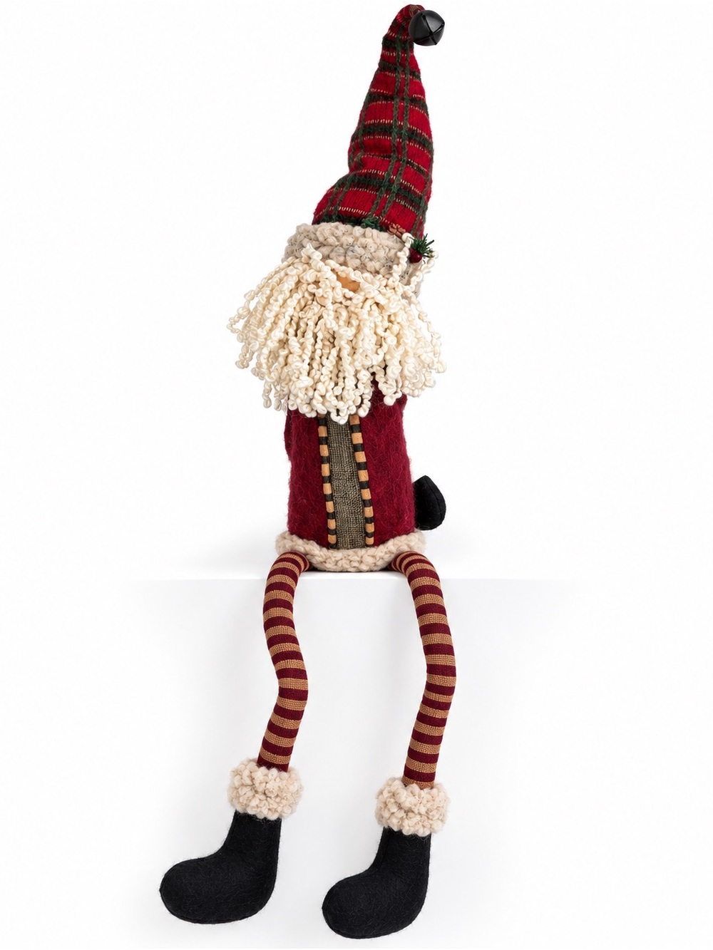 Primitive Santa Gnome Long Leg Christmas Shelf Sitter Decor